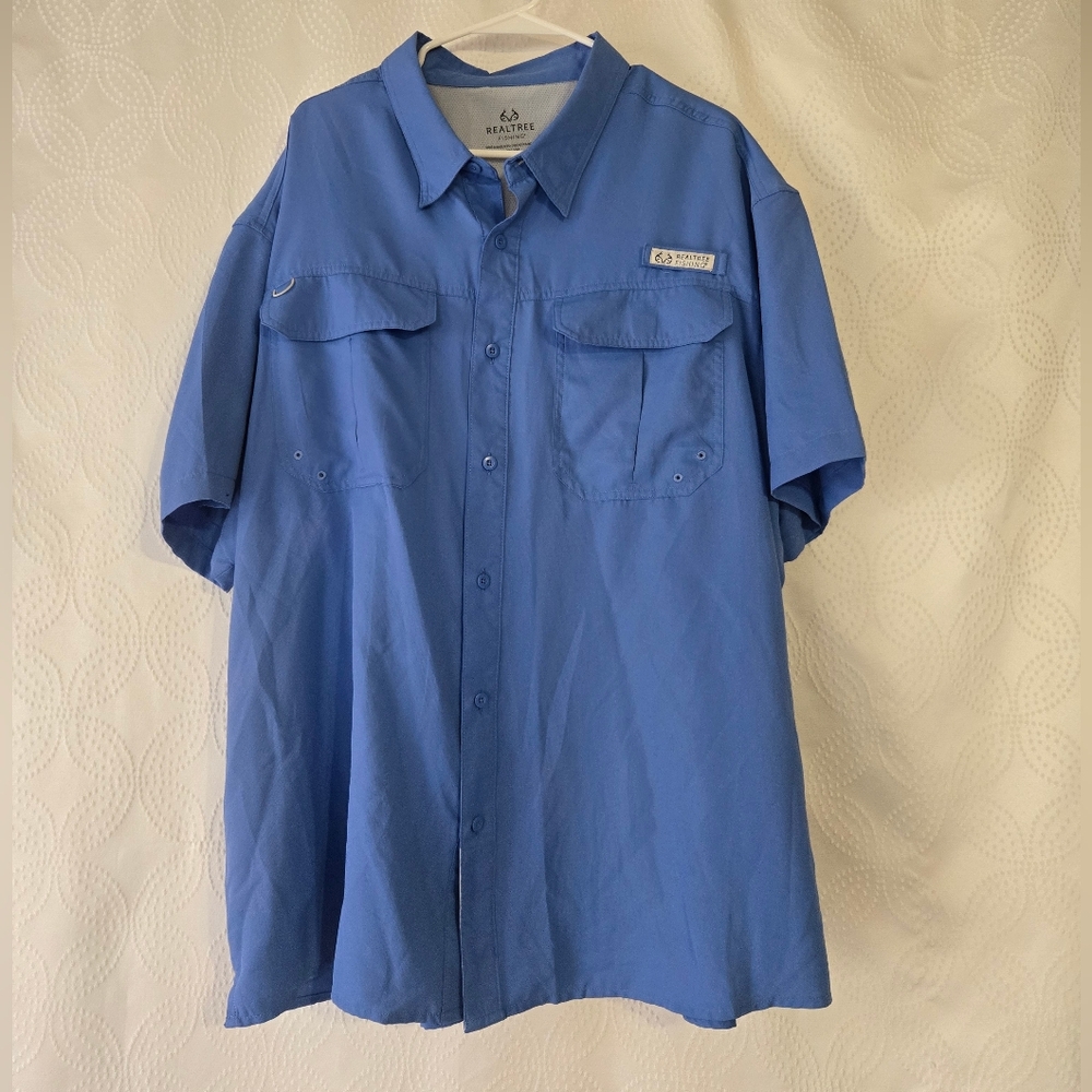 Realtree Men's Casual Blue Button Down Shirt